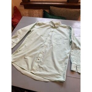 Stafford Mint Green Oxford Shirt Geo Print Button Down Mens 16.5 32/33 Preppy